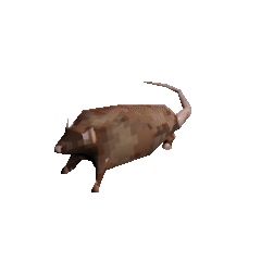A pixelated rat rotating