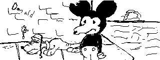 A drawing of Mickey Mouse